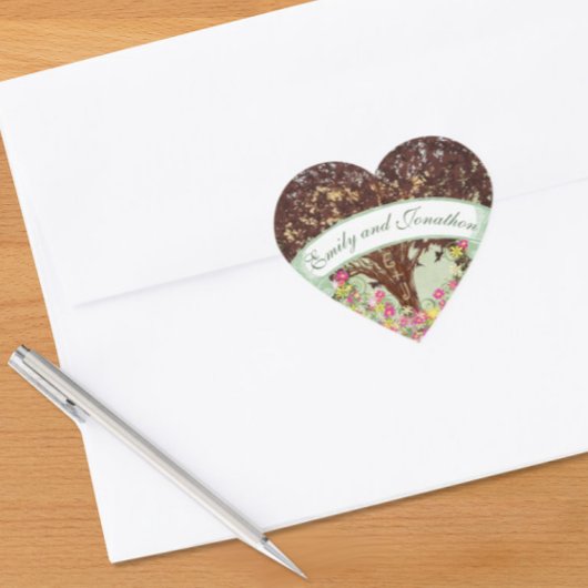 Roze en gele Floral bruine eik - Brondenzegel Vierkante Sticker