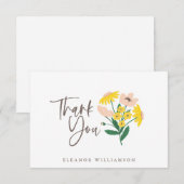  Roze en Gele Floral Douane Shower Bedankkaart (Voorkant / Achterkant)