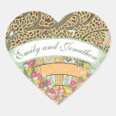 Roze en gele Floral Oak Bindend Seal Hart Sticker (Voorkant)