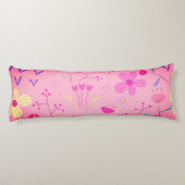 Roze en gele Floral Print Body Pillow Lichaamskussen (Achterkant)
