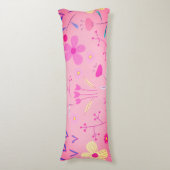 Roze en gele Floral Print Body Pillow Lichaamskussen (Voorkant Verticaal)