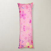 Roze en gele Floral Print Body Pillow Lichaamskussen (Achterkant (Verticaal))