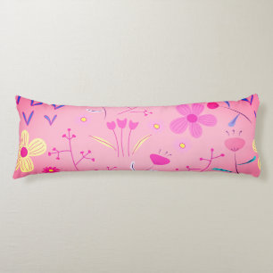 Roze en gele Floral Print Body Pillow Lichaamskussen
