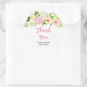 Roze en Gele Floral Weddenschap Hartelijk dank Ronde Sticker (Tas)