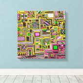 Roze en gele geometrische pop punk canvas afdruk (Insitu (Houten vloer))