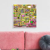 Roze en gele geometrische pop punk canvas afdruk (Insitu (Woonkamer))