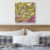 Roze en gele geometrische pop punk canvas afdruk (Insitu (Slaapkamer))