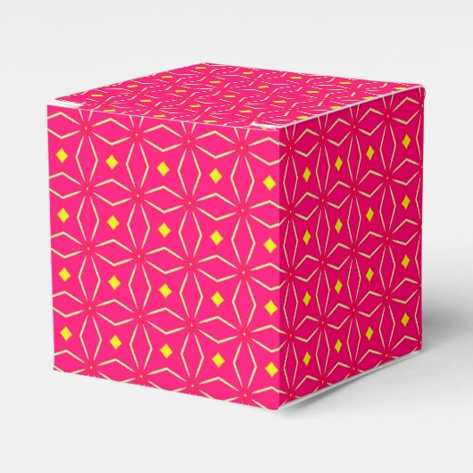 Roze en gele geometrische print feestcadeautjesdoo bedankdoosjes (Voorkant Zijde)