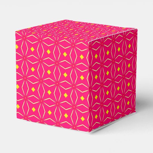 Roze en gele geometrische print feestgunstdoos bedankdoosjes (Achterkant)