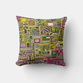 Roze en gele geometrische vierkante kunst kussen