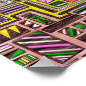 Roze en gele geometrische vormen pop kunst poster (Hoek)