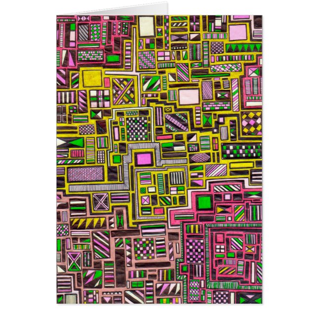 Roze en gele geometrische vormen pop punk kunst (Voorkant)