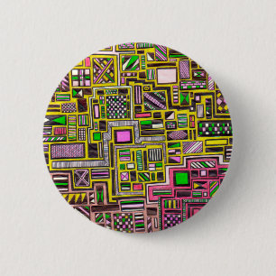 Roze en gele geometrische vormen pop punk kunst ronde button 5,7 cm