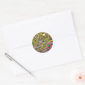 Roze en gele geometrische vormen pop punk kunst ronde sticker (Envelop)