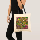Roze en gele geometrische vormen pop punk kunst tote bag (Voorkant (product))