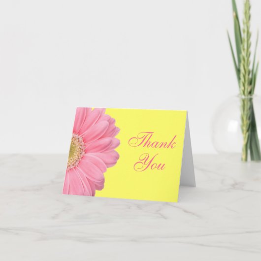 Roze en Gele Gerber Daisy Thank You Cards Bedankkaart (Voorkant)