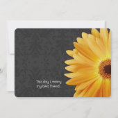 Roze en Gele Gerber Daisy Wedding Kaart (Achterkant)