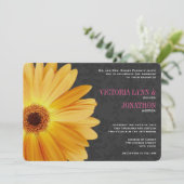 Roze en Gele Gerber Daisy Wedding Kaart (Staand voorkant)