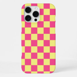 Roze en gele geruite print iPhone 16 pro max hoesje