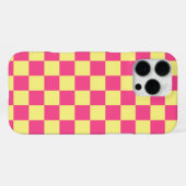 Roze en gele geruite print iPhone hoesje (Achterkant horizontaal)