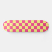 Roze en gele geruite print persoonlijk skateboard (Horizontaal)