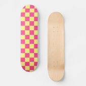 Roze en gele geruite print persoonlijk skateboard (Voorkant)