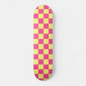 Roze en gele geruite print persoonlijk skateboard (Voorkant)