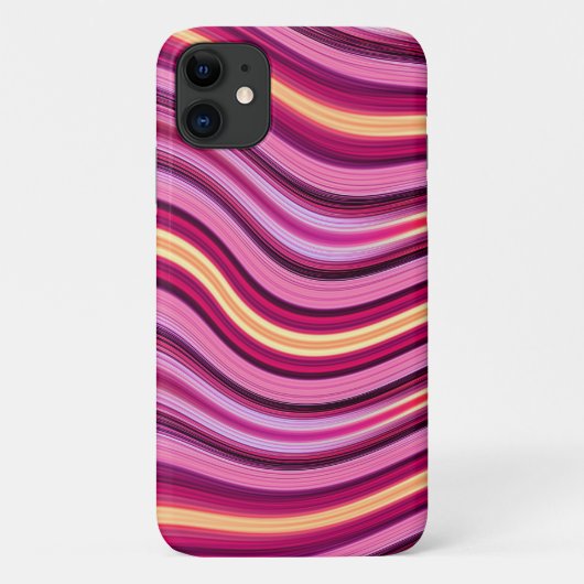 Roze en gele golvende strepen Case-Mate iPhone case (Achterkant)