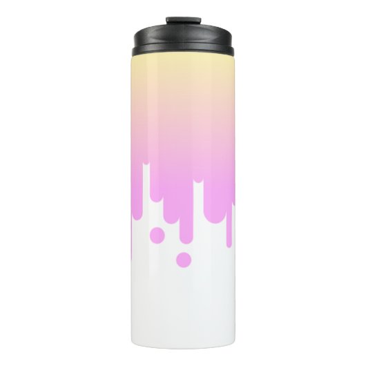 Roze en Gele Gradiënt Druppelen Thermosbeker (Voorkant)