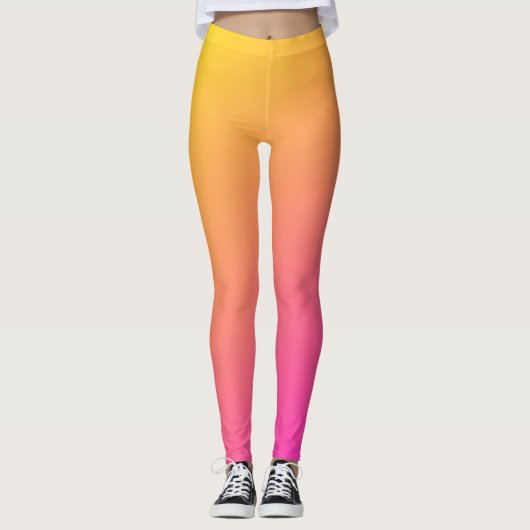 Roze en gele gradiënt ombre Leggings (Voorkant)