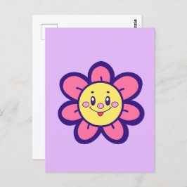 Roze en gele, Happy Flower Briefkaart