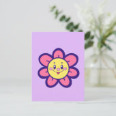 Roze en gele, Happy Flower Briefkaart (Staand voorkant)