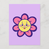 Roze en gele, Happy Flower Briefkaart (Voorkant)