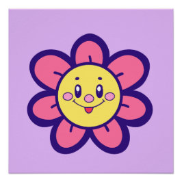 Roze en gele, Happy Flower Perfect Poster