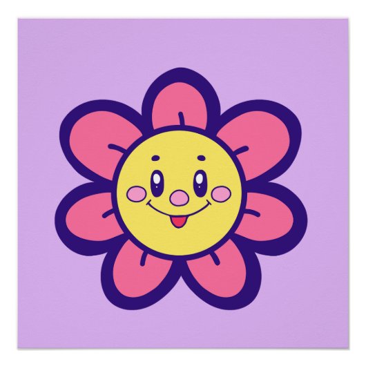 Roze en gele, Happy Flower Perfect Poster (Voorkant)
