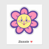 Roze en gele, Happy Flower Sticker (Vel)