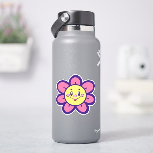 Roze en gele, Happy Flower Sticker (HydroFlask)