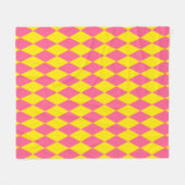 Roze en gele Harlekijn geruite ontwerp  Fleece Deken (Voorkant (Horizontaal))