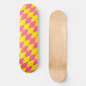 Roze en gele Harlekijn geruite ontwerp Persoonlijk Skateboard (Voorkant)