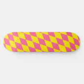 Roze en gele Harlekijn geruite ontwerp Persoonlijk Skateboard (Horizontaal)