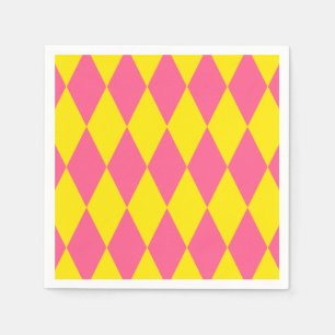 Roze en gele Harlekijn geruite ontwerp  Servet