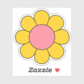 Roze en gele hippie retro Daisy Sticker (Vel)