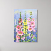 Roze en Gele Hollyhock door Cargill, 1937 Canvas Afdruk (Voorkant)