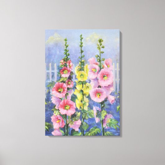 Roze en Gele Hollyhock door Cargill, 1937 Canvas Afdruk (Voorkant)