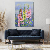 Roze en Gele Hollyhock door Cargill, 1937 Canvas Afdruk