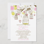 Roze en gele  huwelijksuitnodiging kaart (Achterkant)