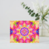 Roze en gele Kaleidoscoop Fractal Briefkaart (Staand voorkant)