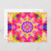 Roze en gele Kaleidoscoop Fractal Briefkaart (Voorkant / Achterkant)
