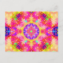Roze en gele Kaleidoscoop Fractal Briefkaart