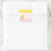 Roze en gele keukenplaat Baby shower Vierkante Sticker (Tas)